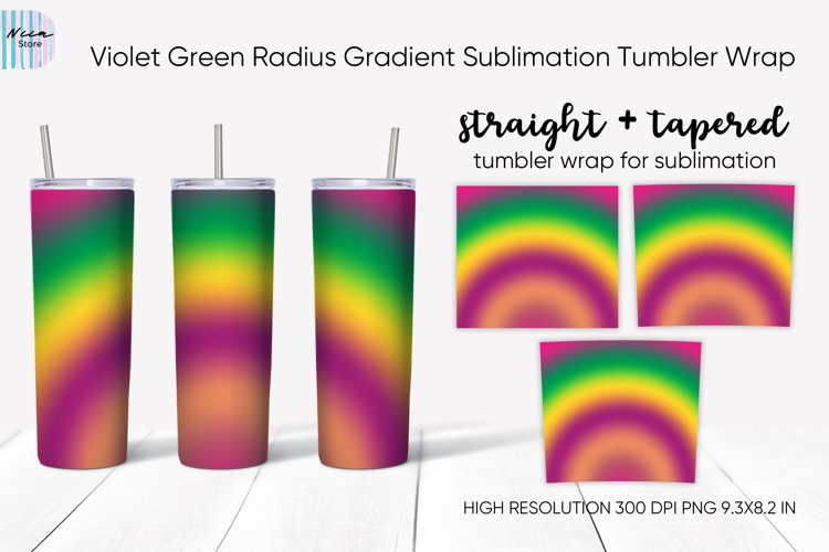 Violet Green Radius Gradient Sublimation Tumbler Wrap example image 1