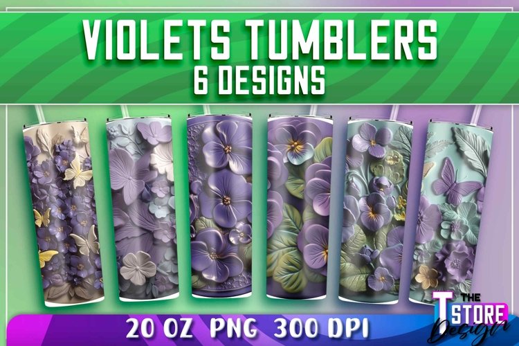 Violets Tumblers Wrap 20 oz. | Violets PNG | PNG 300 DPI example image 1
