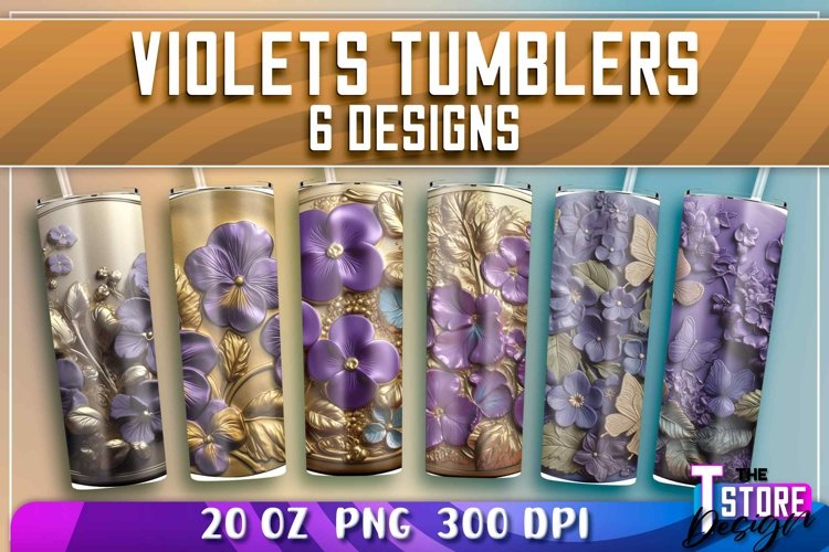 Violets Tumblers Wrap 20 oz. | Violets PNG | PNG 300 DPI example image 1