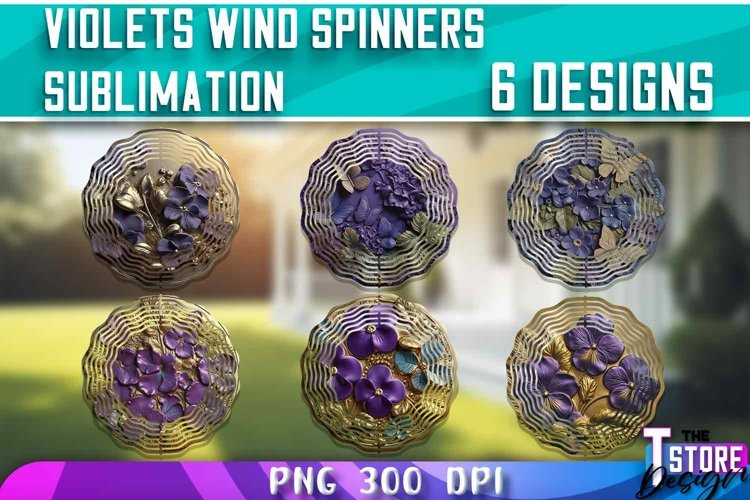 Violets Wind Spinners Sublimation | PNG Design | PNG 300 DPI