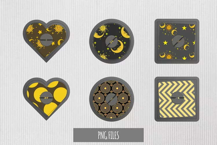Vintage Moon and Sun Seamless Pattern with Buttons