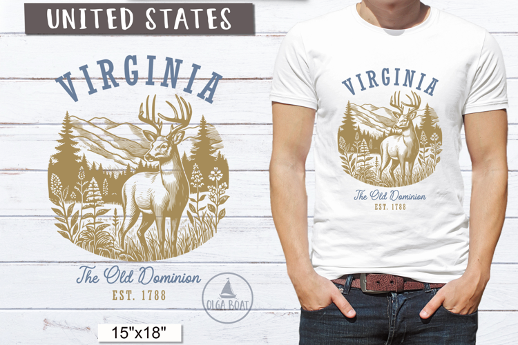 Virginia PNG | Vintage United States Sublimation Design