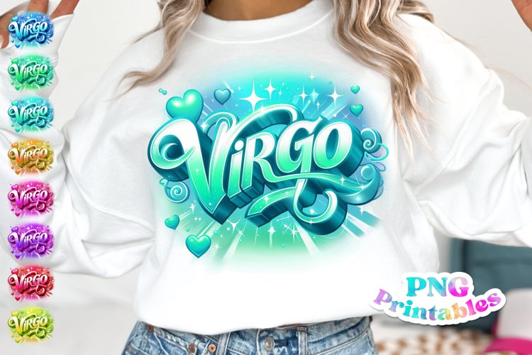 Virgo Zodiac Airbrushed PNG example image 1