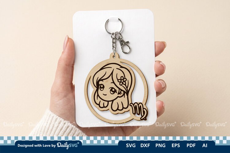 Cute Zodiac Keychain SVG | Virgo Astrology Design example image 1