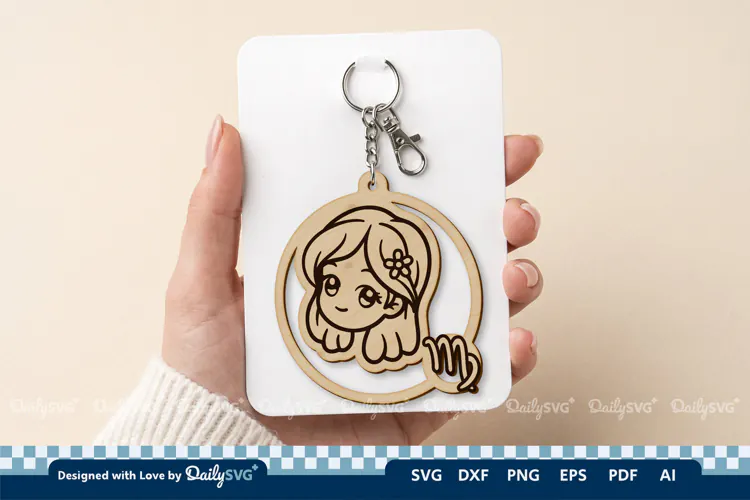 Cute Zodiac Keychain SVG | Virgo Astrology Design