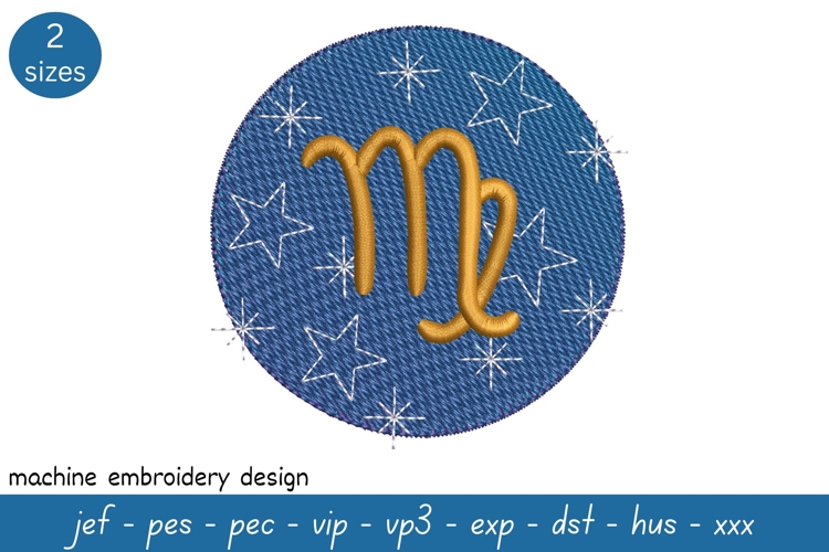 Virgo Embroidery Design - Astrological Pattern