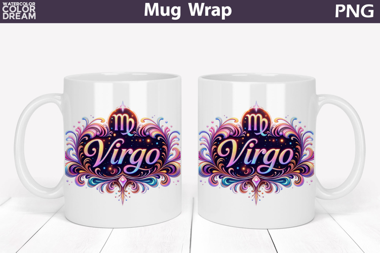 Virgo Zodiac Mug Wrap | Astrology Cup Sublimation