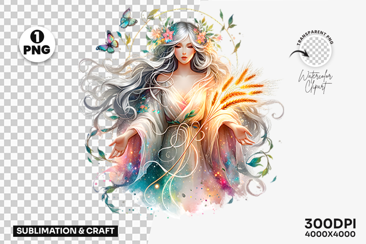 Virgo Zodiac Astrology Horoscope Goddess PNG Sublimation