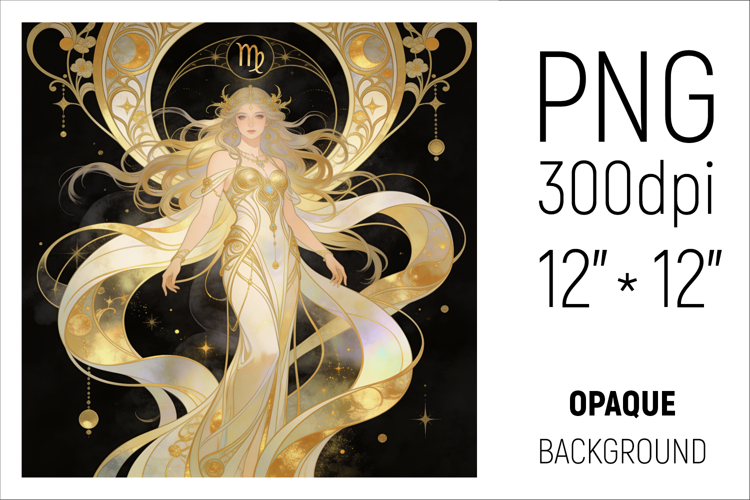 Virgo Zodiac Sign Clipart | Mystical Horoscope Illustratio