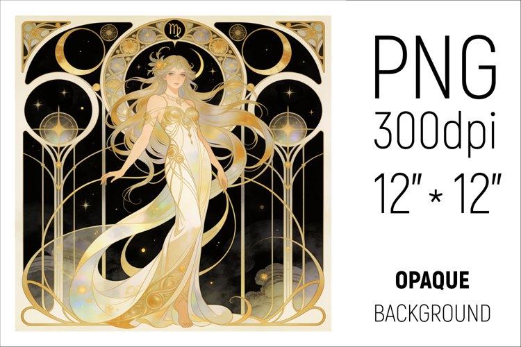 Virgo Zodiac Sign Clipart | Mystical Horoscope Illustratio