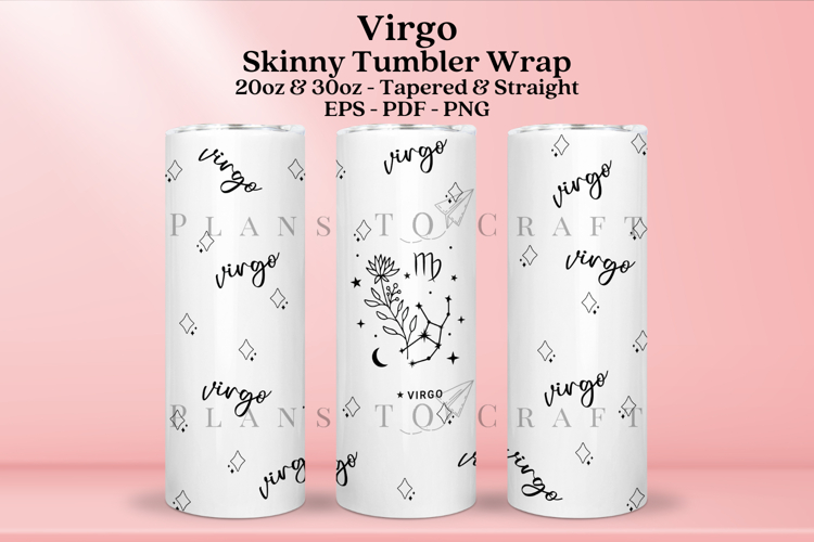 Virgo Zodiac Skinny Tumbler Sublimation Wrap SVG