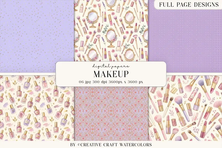Makeup Digital Paper Watercolor Cosmetics Beauty Backgrounds