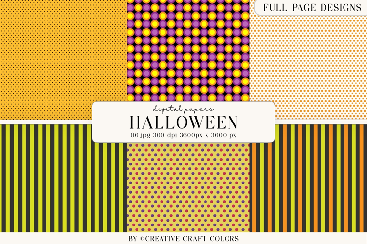 Spooky Plaid Chevron Halloween Digital Paper Background