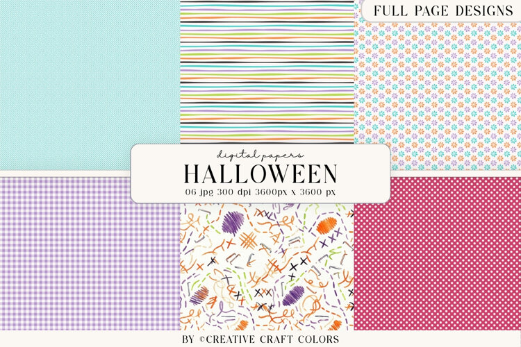 Spooky Plaid Chevron Halloween Digital Paper Background example image 1