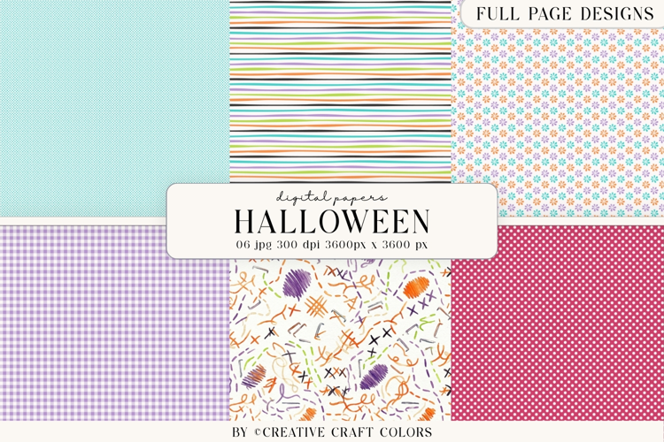 Spooky Plaid Chevron Halloween Digital Paper Background