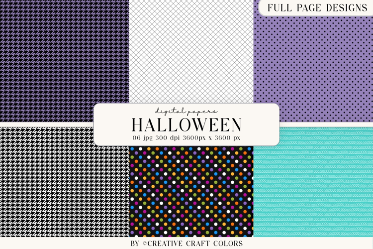 Spooky Plaid Chevron Halloween Digital Paper Background
