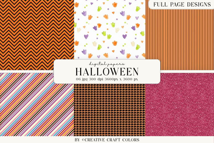 Spooky Plaid Chevron Halloween Digital Paper Background