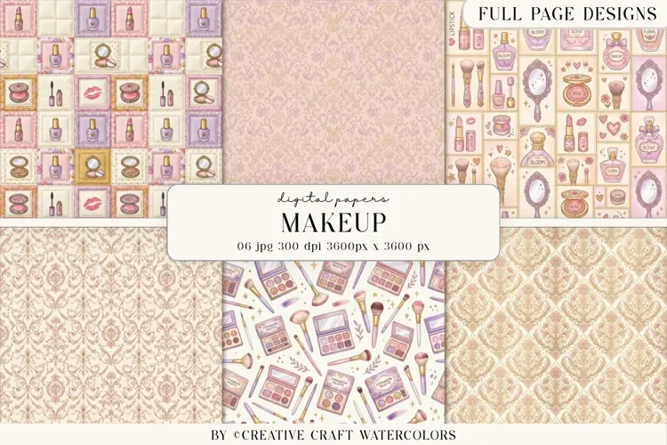 Makeup Digital Paper Watercolor Cosmetics Beauty Backgrounds