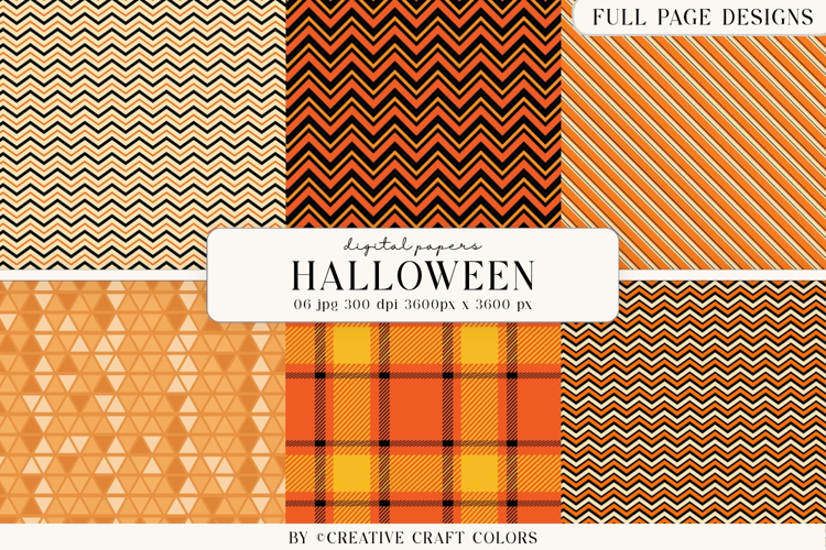 Spooky Plaid Chevron Halloween Digital Paper Background
