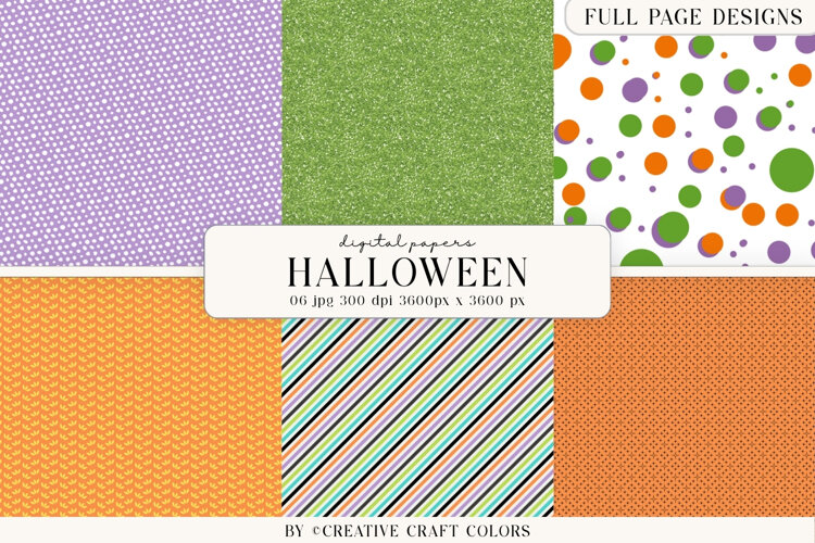 Spooky Plaid Chevron Halloween Digital Paper Background example image 1