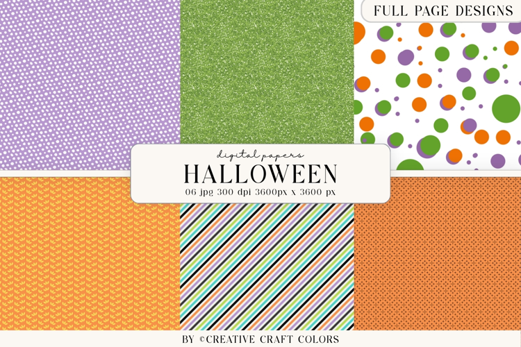 Spooky Plaid Chevron Halloween Digital Paper Background