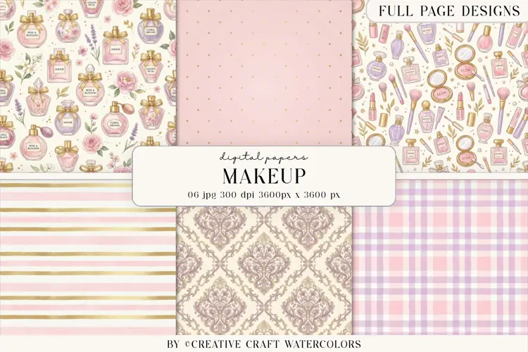 Makeup Digital Paper Watercolor Cosmetics Beauty Backgrounds