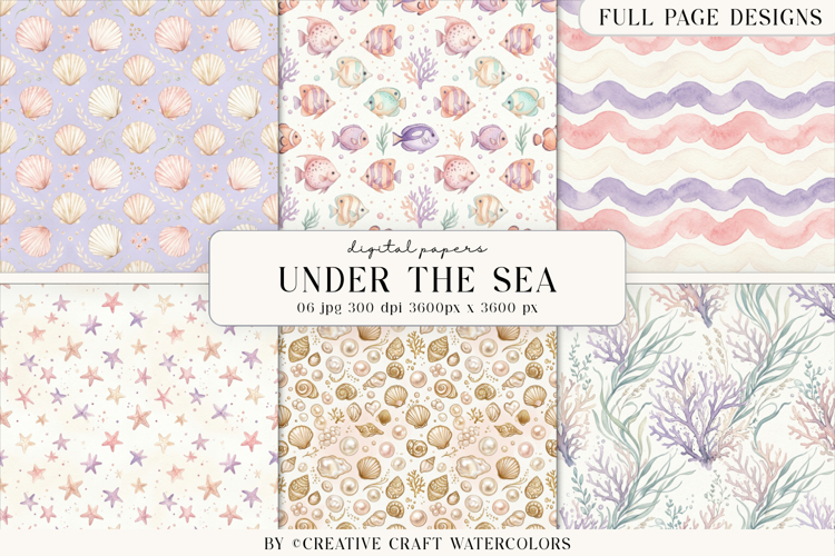 Cute Under The Sea Digital Paper Pastel Ocean Background