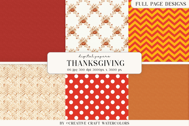 Thanksgiving Digital Paper, Watercolor Fall Backgrounds