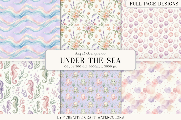 Cute Under The Sea Digital Paper Pastel Ocean Background