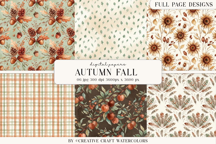 Autumn Fall Digital Paper, Thanksgiving Backgrounds Designs