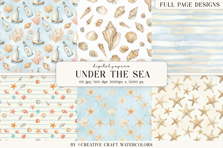 Cute Under The Sea Digital Paper Pastel Ocean Background