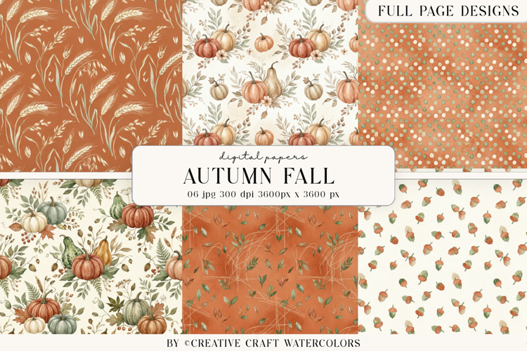 Autumn Fall Digital Paper, Thanksgiving Backgrounds Designs