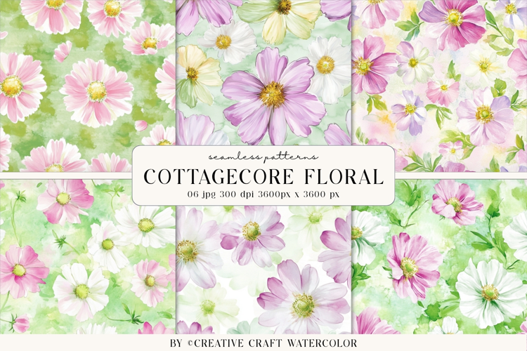 Cottagecore Floral Seamless Pattern watercolor digital paper
