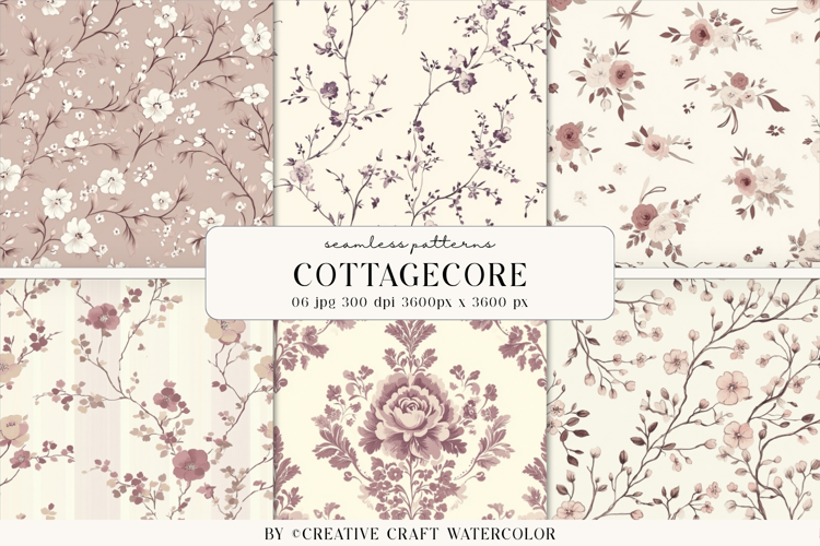 Cottagecore Garden Seamless Pattern watercolor digital paper