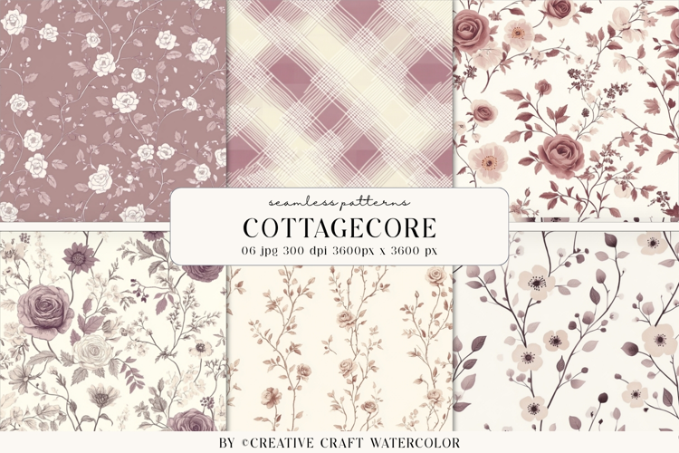 Cottagecore Garden Seamless Pattern watercolor digital paper