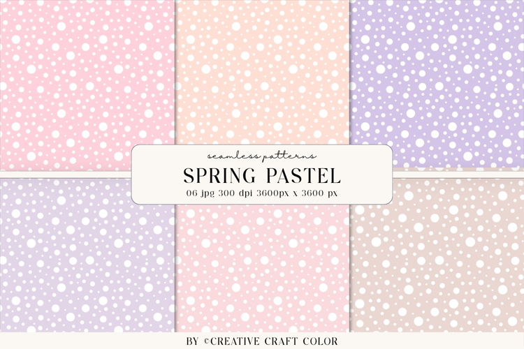 Spring Pastel Polka Dots Seamless Patterns, Digital Paper
