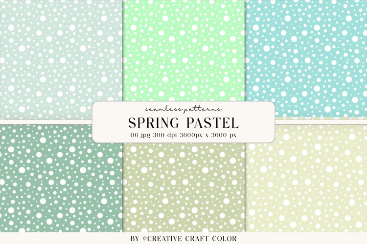 Spring Pastel Polka Dots Seamless Patterns, Digital Paper