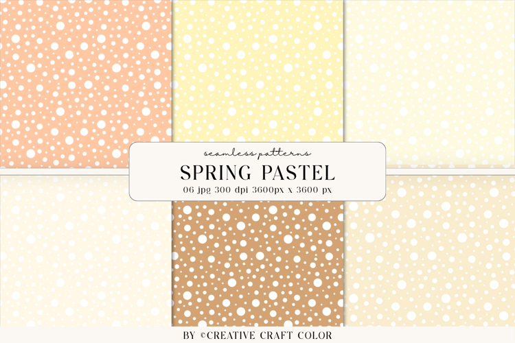 Spring Pastel Polka Dots Seamless Patterns, Digital Paper