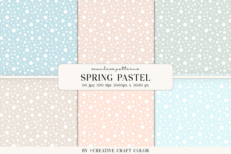 Spring Pastel Polka Dots Seamless Patterns, Digital Paper