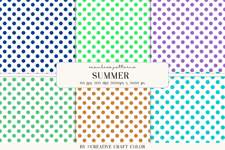 Summer Polka Dots Seamless Patterns, Digital Paper