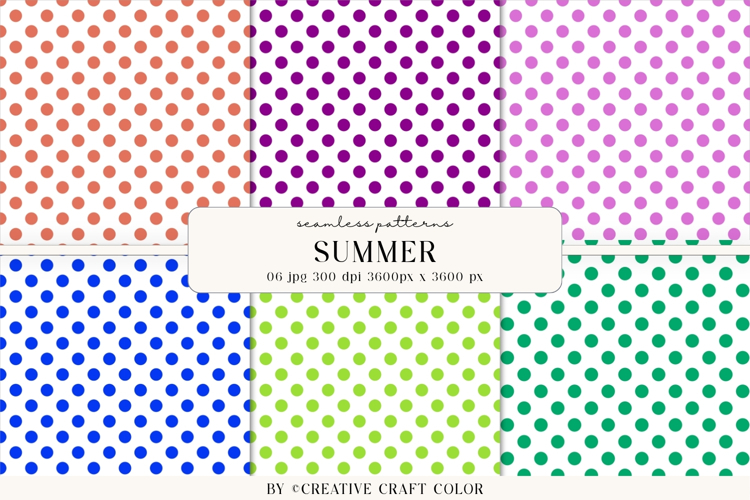 Summer Polka Dots Seamless Patterns, Digital Paper
