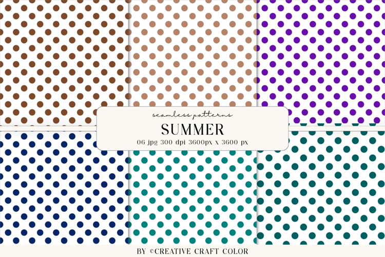 Summer Polka Dots Seamless Patterns, Digital Paper
