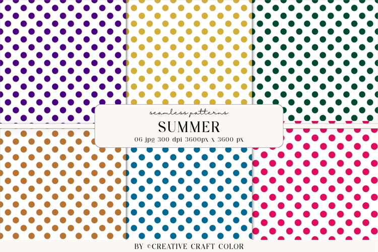 Summer Polka Dots Seamless Patterns, Digital Paper
