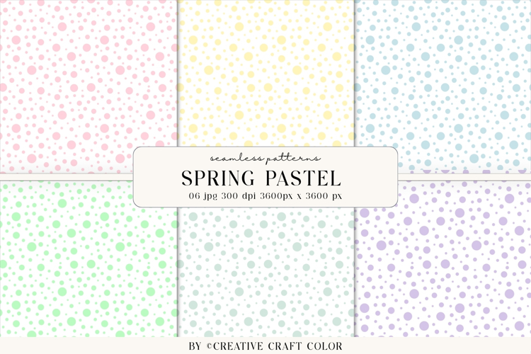 Spring Pastel Polka Dots Seamless Patterns, Digital Paper