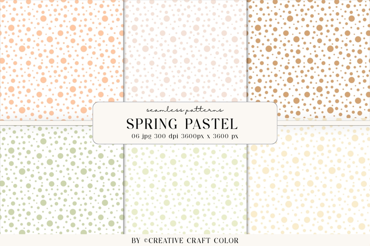 Spring Pastel Polka Dots Seamless Patterns, Digital Paper