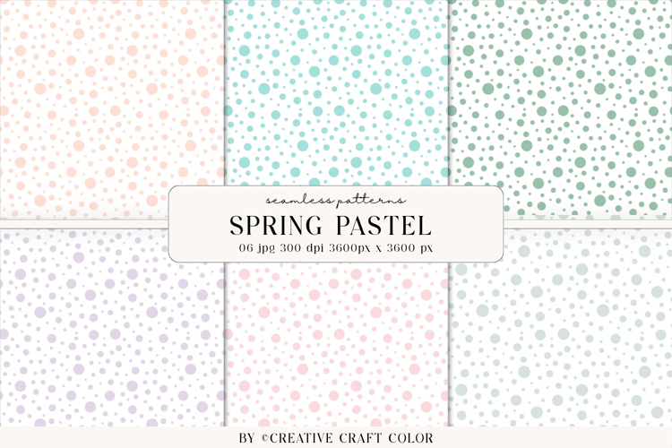 Spring Pastel Polka Dots Seamless Patterns, Digital Paper
