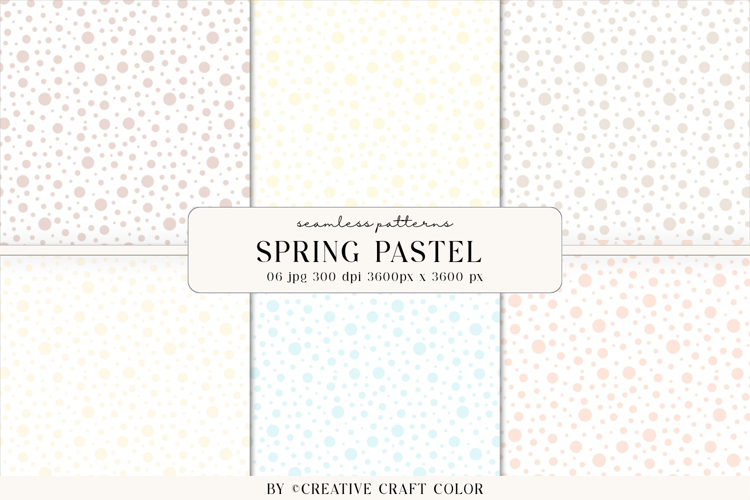 Spring Pastel Polka Dots Seamless Patterns, Digital Paper