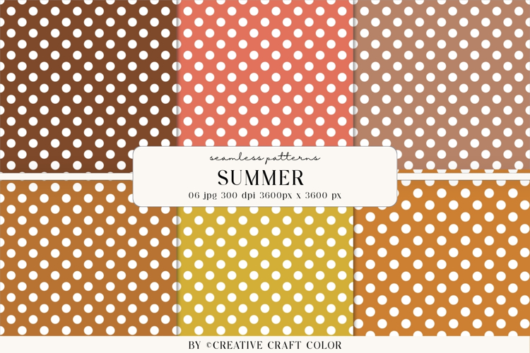 Summer Polka Dots Seamless Patterns, Digital Paper