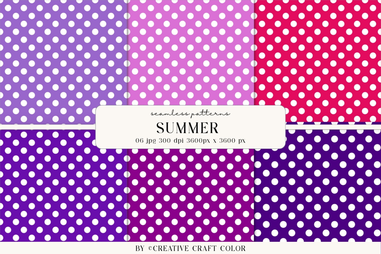 Summer Polka Dots Seamless Patterns, Digital Paper