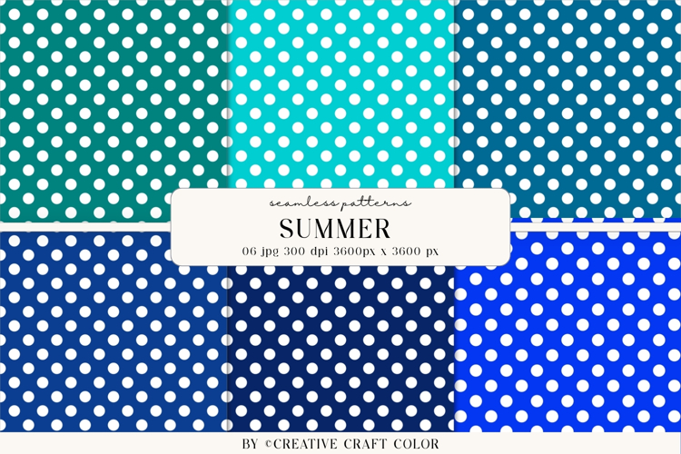 Summer Polka Dots Seamless Patterns, Digital Paper